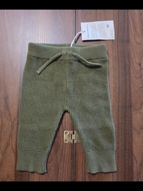 Dear Hayden Olive Knit Drawstring Baby Pants